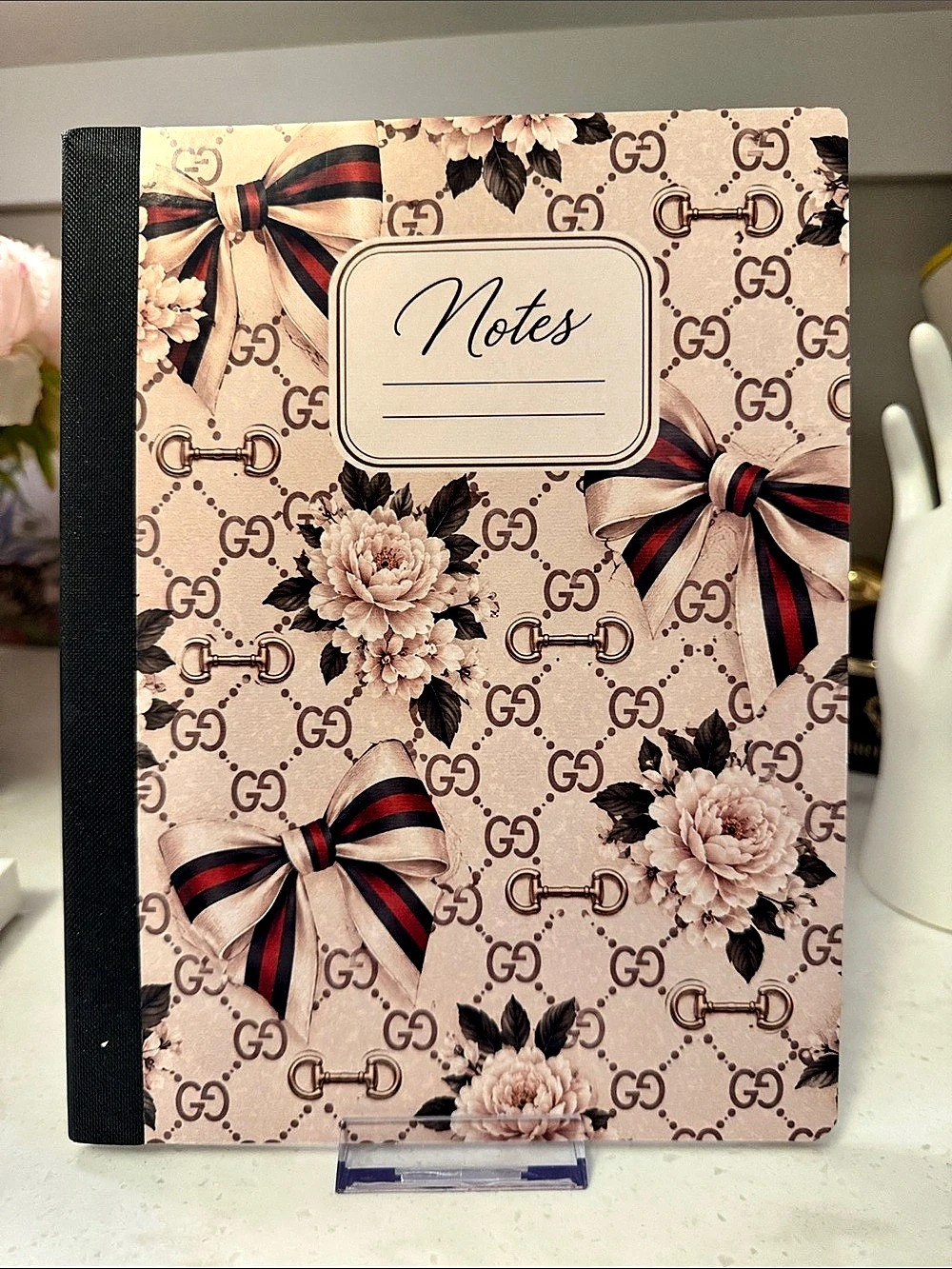 cream and pink Floral Notes & Ribbons 🎀 Notebook New